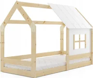 Łóżeczka i kojce - Łóżko dziecięce Domek z daszkiem 160x80 drewniane z materacem - miniaturka - grafika 1