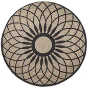 Dywany - Beliani Dywan okrągły z juty 140 cm beżowo-czarny KULLAR - miniaturka - grafika 1