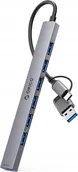 Huby USB - HUB 7-portowy input 2w1: USB-A/USB-C / output: 1x USB-A 3.0 + 6x USB-A 2.0 - szary - miniaturka - grafika 1