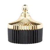 Pojemniki kuchenne - Pojemnik szklany z pokrywą w kolorze złota, 16x14,5 cm, czarny - miniaturka - grafika 1