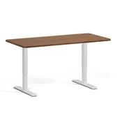 Biurka - Stół z regulacją wysokości, 1 silnik, 745 - 1235 mm, zaokrąglone narożniki, blat 1600 x 800 mm, podstawa szara, orzech - miniaturka - grafika 1