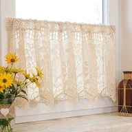 Firany - Bawełniana gotowa zazdrostka ażurowa, Iness, kolor kremowy, rozmiar 150x40 cm - miniaturka - grafika 1