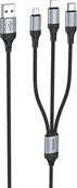 Kable USB - Kabel USB Hoco HOCO kabel 3w1 USB A do Lightning / Micro USB / Typ C 2,4A X102 1 m czarny - miniaturka - grafika 1