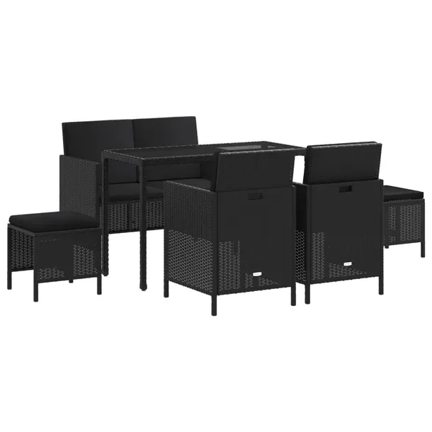 Zestaw Mebli Ogrodowych z Polirattanu, Stal Czarna, 115x53,5x75 cm