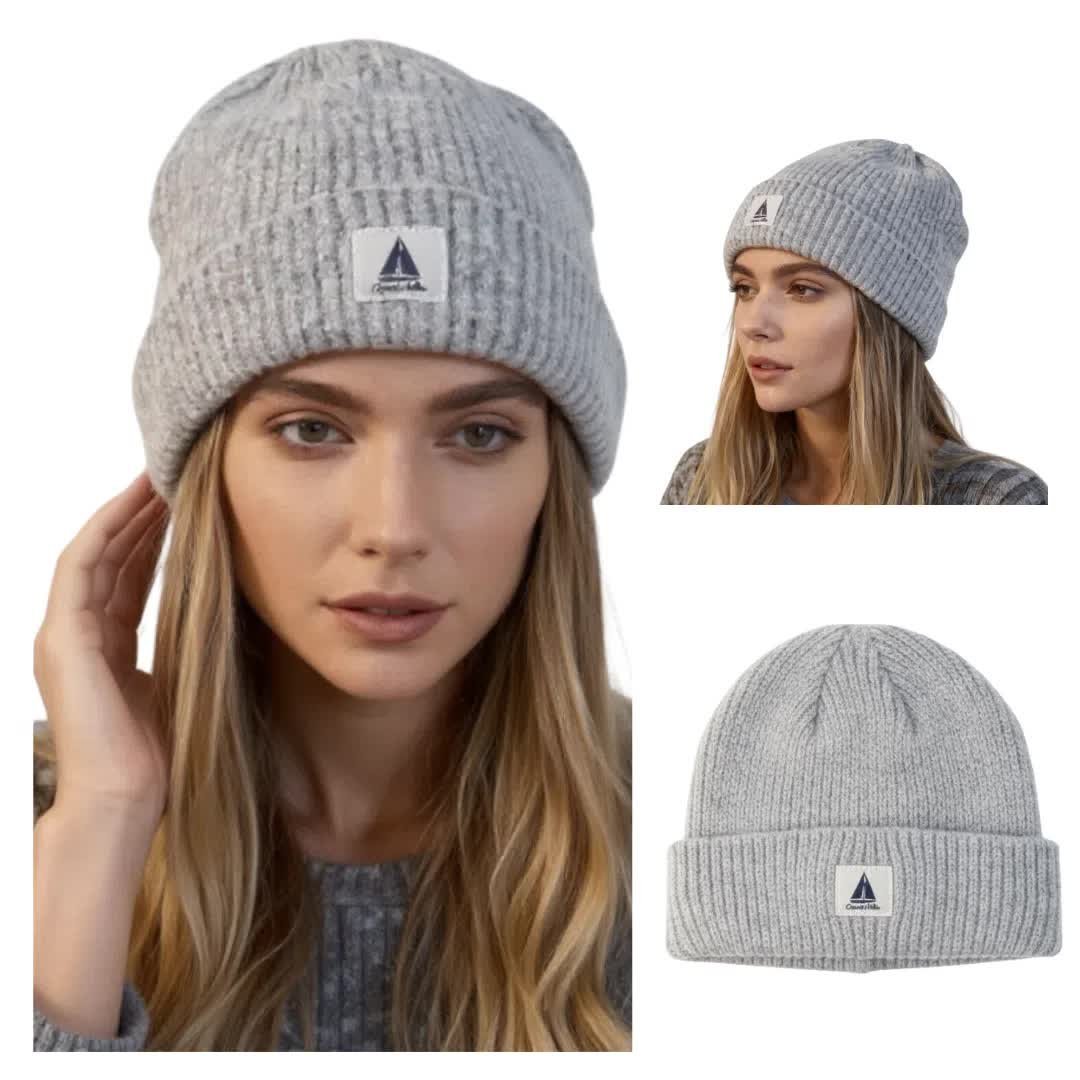 Ciepła czapka zimowa szara beanie dzianinowa Captain Mike