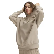 Bluzy damskie - Damska bluza dresowa nierozpinana z kapturem Under Armour UA Icon Fleece OS Hoodie - brązowa - miniaturka - grafika 1