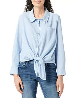 Koszule damskie - ONLY Damska koszula sznurowana, Cloud Dancer/Stripes:Medium Blue, XS - grafika 1