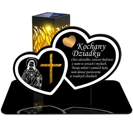 ZNICZ SOLARNY LED WIECZNY PODSTAWKA NA CMENTARZ GRÓB lampka Serce 3D DLA DZIADKA