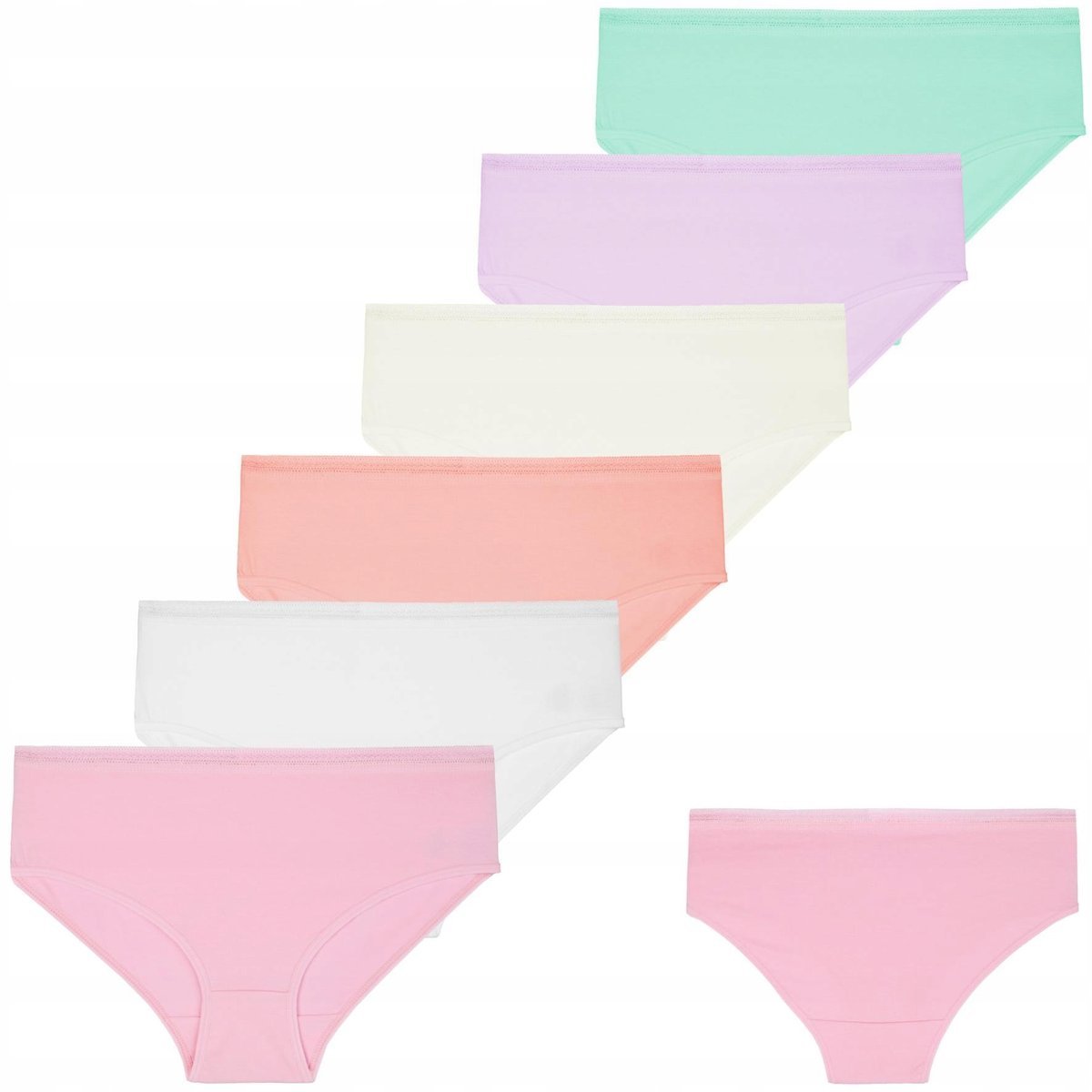6X Majtki Damskie Bawełniane Figi Bikini Kolorowe Pastelowe Moraj S