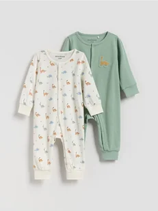 Reserved - Bawełniana piżama 2 pack - złamana biel - Body - miniaturka - grafika 1