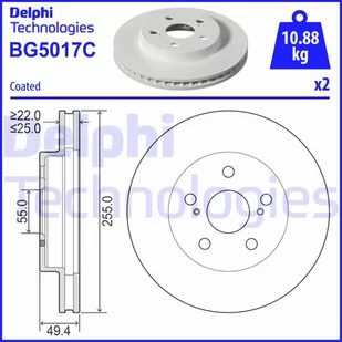 Tarcza hamulcowa DELPHI BG5017C - Tarcze hamulcowe - miniaturka - grafika 1