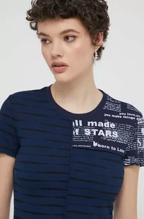 Desigual t-shirt damski kolor granatowy - Koszulki sportowe damskie - miniaturka - grafika 1