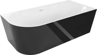 Mexen Mia wanna wolnostojąca narożna prawa 170 x 80 cm, biała/czarna, przelew biały - 52691708075P-20 - Wanny - miniaturka - grafika 1