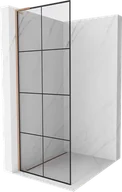 Ścianki i drzwi prysznicowe - Mexen Kioto L ścianka prysznicowa Walk-in 80 x 200 cm, czarny wzór, miedź szczotkowana - 800-080-103-65-77 - miniaturka - grafika 1