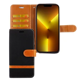 Etui Apple iPhone 13 mini Etui na telefon komórkowy Pokrowiec ochronny Etui z klapką i kieszenią na kartę, Kolor: Jeasn Black - Etui i futerały do telefonów - miniaturka - grafika 1