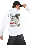 Bluzy męskie - TRENDYOL MAN BLUZA MĘSKA Z KAPTUREM BIAŁA Z NADRUKIEM NA PLECACH S 5DA - miniaturka - grafika 1