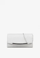 Torebki damskie - Srebrna Brokatowa Torebka Kopertówka z Łańcuszkiem i Aplikacją Galsielle - miniaturka - grafika 1