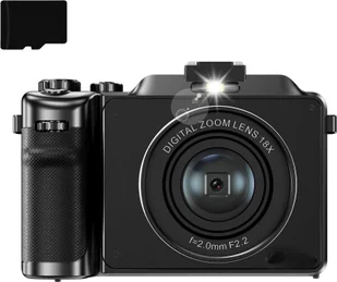 INF Aparat cyfrowy 4K/48MP/18X zoom cyfrowy/automatyczna regulacja ostrości/podwójny aparat karta pamięci 32 GB Czarny - Aparaty Cyfrowe - miniaturka - grafika 1