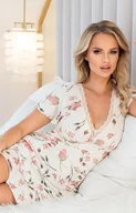 Piżamy damskie - Donna koszula nocna wiskozowa w kwiaty Amaris, Kolor ecru-wzór, Rozmiar S, Donna - Primodo.com - miniaturka - grafika 1