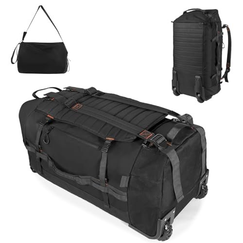Bagenerous Składany plecak marynarski 86 l 76 cm z 2 kółkami, torba podróżna z oddzielną przegródką na buty, Czarny