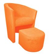 Fotele - ATOS Fotel Club z podnóżkiem Mikrofaza 13 Pomarańczowy - miniaturka - grafika 1