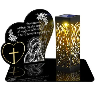 ZNICZ SOLARNY LED WIECZNY PODSTAWKA NA CMENTARZ GRÓB lampka Serce 3D - Lampiony i znicze - miniaturka - grafika 1
