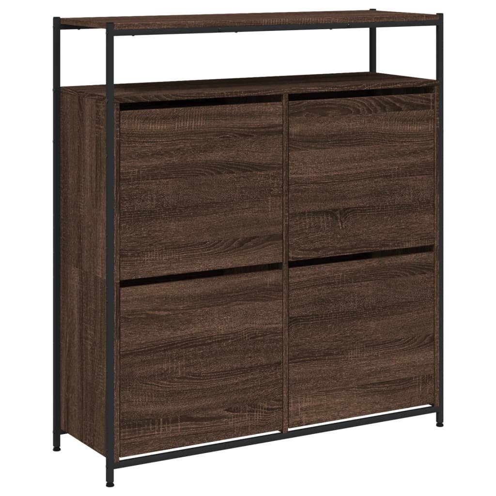 vidaXL Szafka na buty z 4 klapami w kolorze brązowego dębu 100x34x112 cm