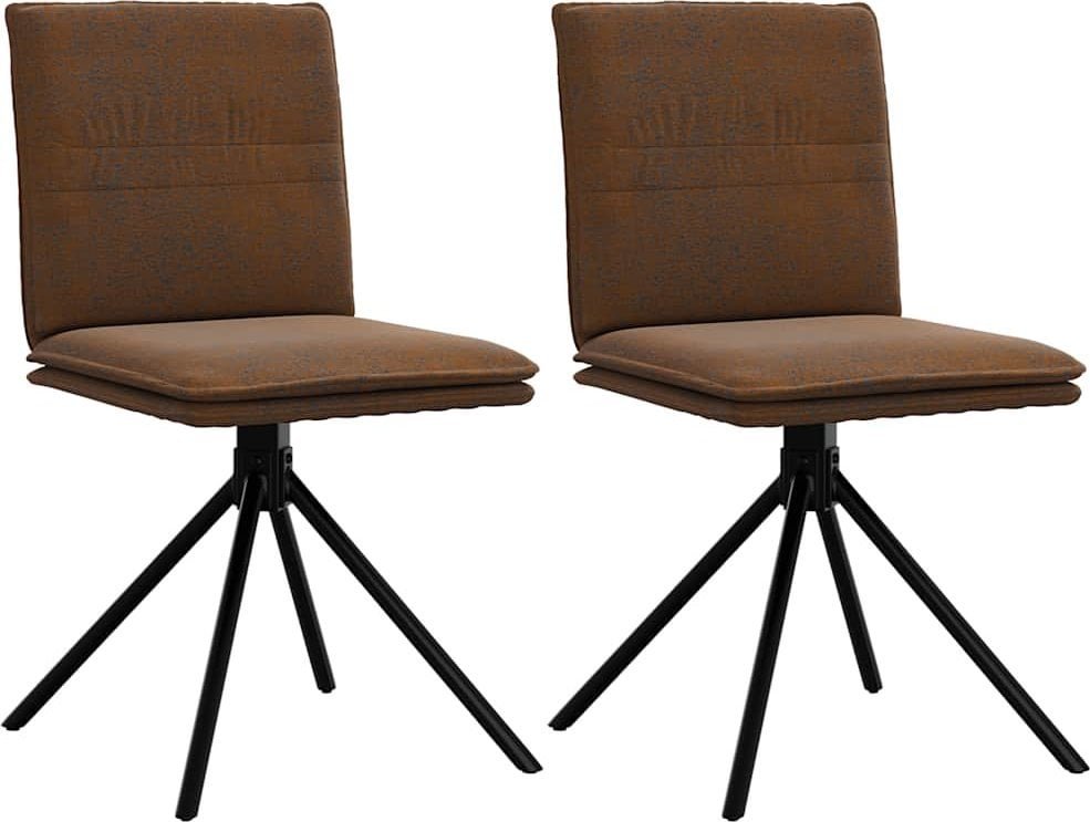 Krzesło do jadalni Brązowe ze skóry zamszowej