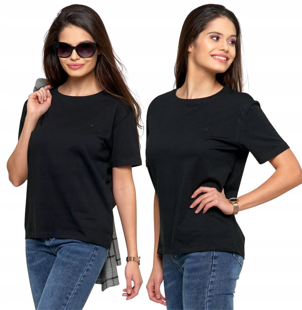 Damska Koszulka T-Shirt Bawełna PREMIUM Wygodna CZARNA Gładka MORAJ L