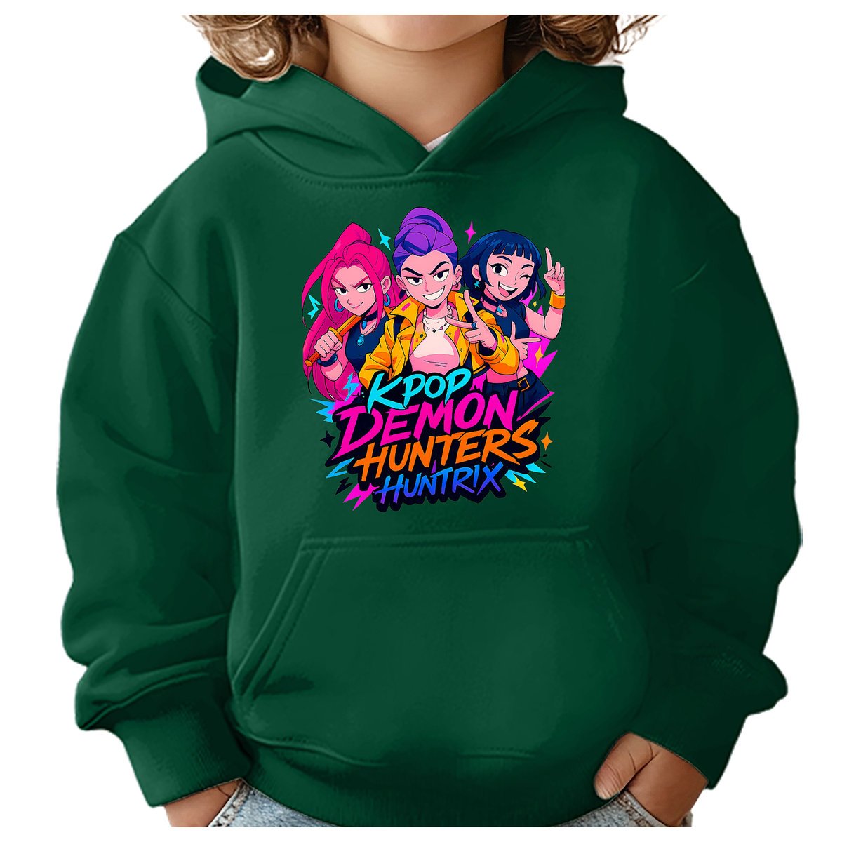 BLUZA DZIECIĘCA KPOP DEMON HUNTERS HUNTRIX 122-128 Z KAPTUREM BAWEŁNIANA