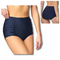 Stroje kąpielowe - Majtki Kapielowe Damskie Wysoki Stan Dol Bikini Stroj Kapielowy 46 Granat - miniaturka - grafika 1