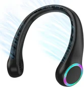 Wentylatory - Wentylator na szyję, mini wentylator USB, bezłopatkowy, wydajny, cichy, 4000 mAh, 3 prędkości, czarny - miniaturka - grafika 1