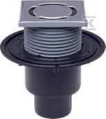 Odwodnienia, kanały i akcesoria - HL Wpust stropowy DN50/75/110 pionowy z kołnierzem przyłączeniowym, syfonem antyzapachowym, ramą nasadową 123x123mm i rusztem ze stali szlachetnej K3- - miniaturka - grafika 1