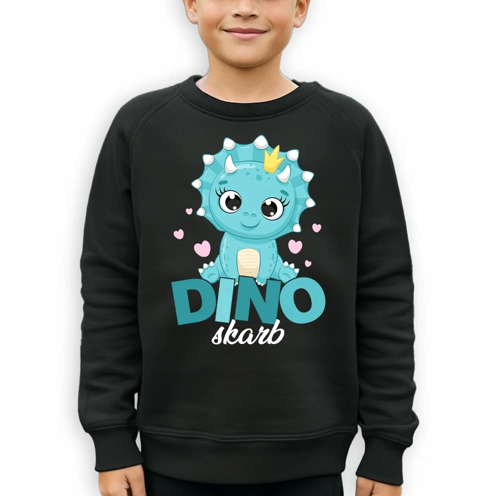 BLUZA DZIECIĘCA BEZ KAPTURA PREZENT URODZINY DLA DZIECKA DINO SKARB - 104