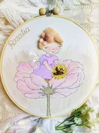 Pamiątka Chrztu Świętego - Aniołek wróżka na kwiatku, personalizowana pamiątka dla dziewczynki - miniaturka - grafika 1