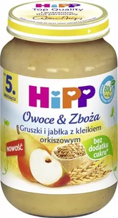 Hipp Deserek BIO - gruszki i jabłka z kleikiem orkiszowym - Desery dla dzieci - miniaturka - grafika 1