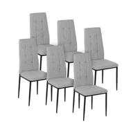 Krzesła - Zestaw 6x Krzesło Tapicerowane do Jadalni TEX Szare Nowoczesne Loft - miniaturka - grafika 1