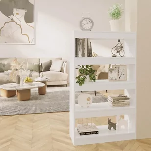 Regał na książki/przegroda, biały z połyskiem, 80x30x135 cm - Regały - miniaturka - grafika 1