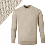 Swetry męskie - Elegancki SWETER Męski BEŻOWY Klasyczny Bawełniany IGNACIO XL Pako Jeans - miniaturka - grafika 1
