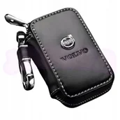 Etui na klucze - SKÓRZANE ETUI na klucze VOLVO logo KLUCZYK samochodowy ELEGANCKI brelok - miniaturka - grafika 1
