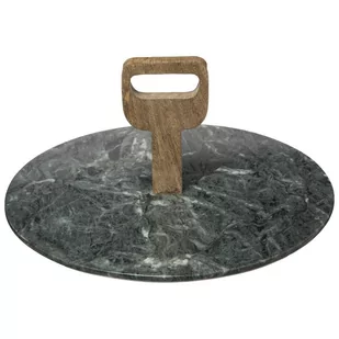 Taca do serwowania z marmuru 30 cm drewniany uchwyt 173749 - Tace i patery - miniaturka - grafika 1