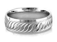 Obrączki ślubne - Srebrna obrączka frezowana satynowana 6mm - miniaturka - grafika 1