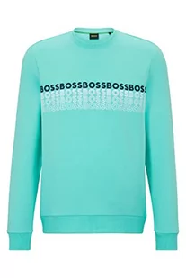 BOSS Męska bluza Salbo 1 Regular-Fit z wielokolorowym haftem z logo, Open Green340., XS - Bluzy męskie - miniaturka - grafika 1
