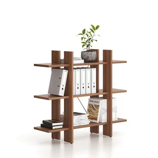 Regał biurowy niski krótki SOLID, 1250 x 400 x 1075 mm, orzech - Regały biurowe - miniaturka - grafika 1