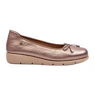 Baleriny - Eleganckie Baleriny Damskie Ze Skóry Naturalnej Maciejka P6504-25 Złote złoty - miniaturka - grafika 1