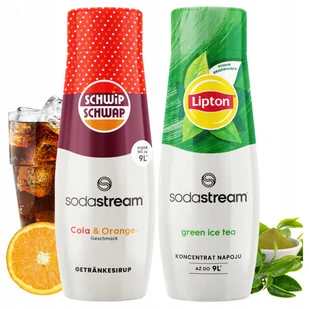 Zestaw 2x Syrop Sodastream Shwip Shwap Cola Pomarańcza Lipton Ice Tea Green - Syropy i koncentraty owocowe - miniaturka - grafika 1