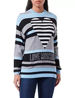 Swetry damskie - Love Moschino Damski sweter z długim rękawem i logo Intarsia Intarsia, Black Grey Sky, 42 - miniaturka - grafika 1