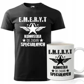 Gadżety dla niej i dla niego - ZESTAW CZARNA KOSZULKA BIAŁY KUBEK IDELANY PREZENT DLA EMERYTA ROZMIAR - M - miniaturka - grafika 1