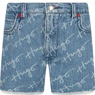 Spodnie i spodenki dla dziewczynek - HUGO KIDS Szorty | Regular Fit - miniaturka - grafika 1