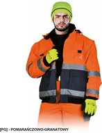 Odzież robocza - LH-VIBER - Kurtka ocieplana polarem z pasami odblaskowymi oraz odpinanymi rękawami - pomarańczowo-granatowy L - miniaturka - grafika 1